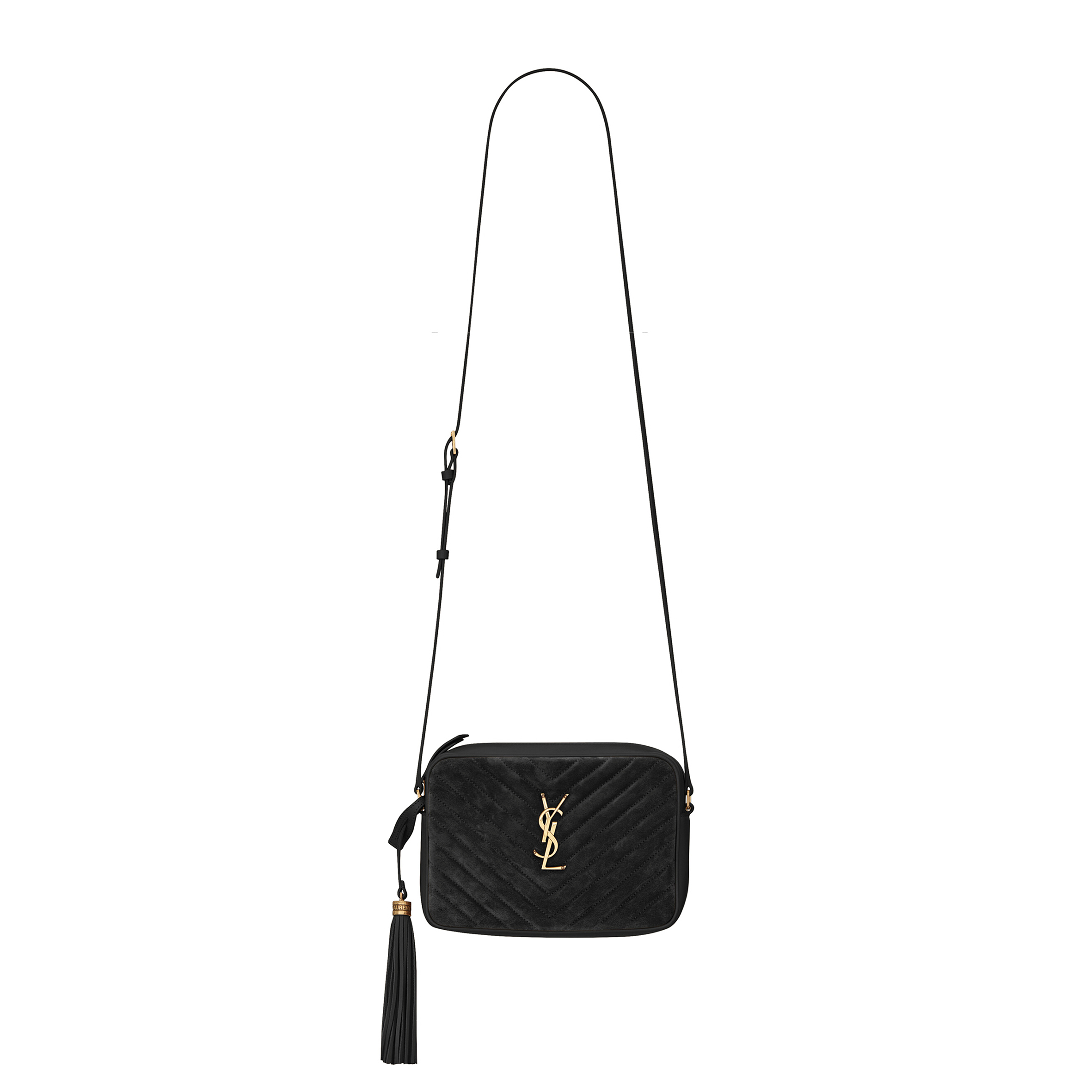 YSL LOU CAMERA BAG IN QUILTED SUEDE AND SMOOTH LEATHER 612544C4BW71000 (23*16*6cm)